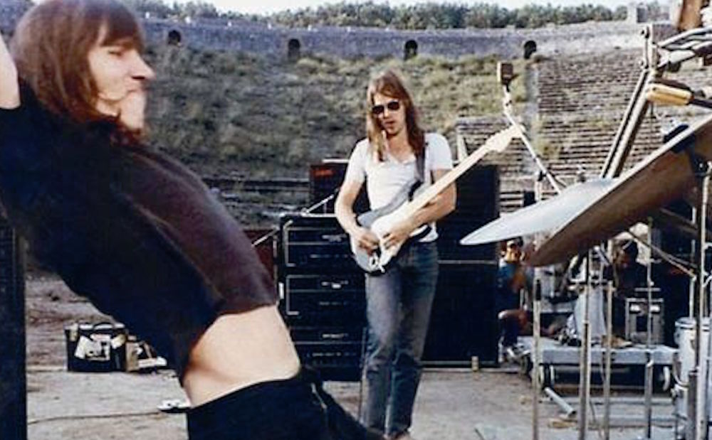 Roger Waters and David Gilmour in 1972 at Pompeii. 