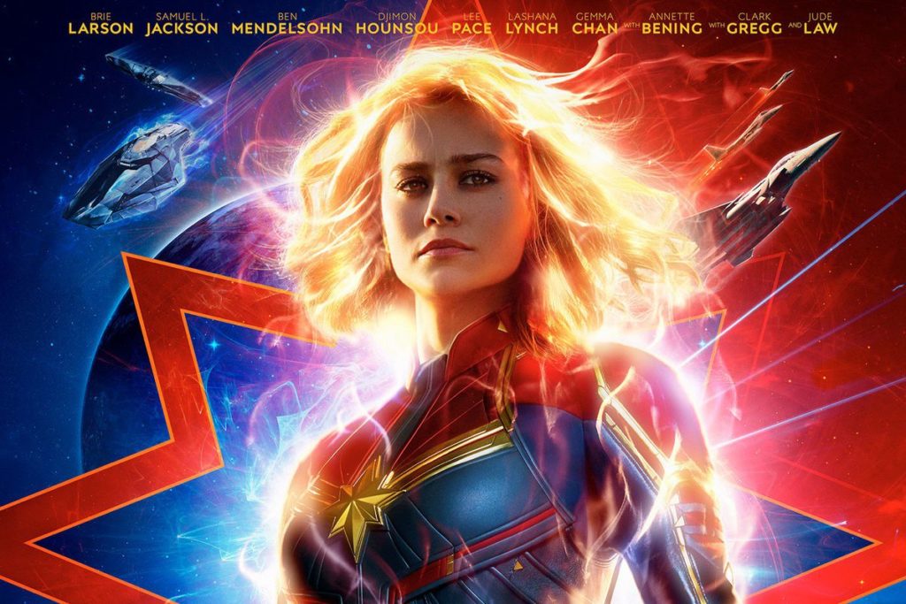 Poster for Captain Marvel starring Brie Larson as the titular heroine